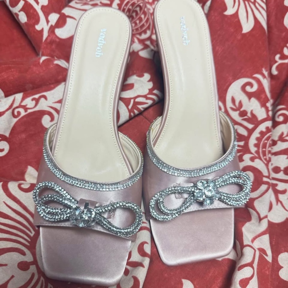 Chic Satin Mules with Rhinestone Bow